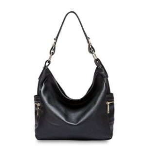 dhl delivery fashion women zipper cowhide genuine leather handbag shoulder tote hobo bag purse satchel black