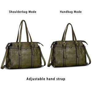 IVTG Genuine Leather Handbag for Women Vintage Handmade Top Handle Bag Crossbody Satchel (Green)