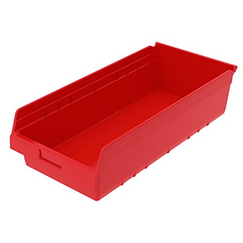 Akro-Mils 30014 Plastic Nesting ShelfMax Storage Bin Box, (24-Inch x 11-Inch x 6-Inch), Red, (6-Pack)