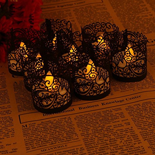 Asenart Flameless Tea Light Votive Wrap Candle Holder Set (50 Pack) for LED Battery Tealight Candles (Not Included) (Black)