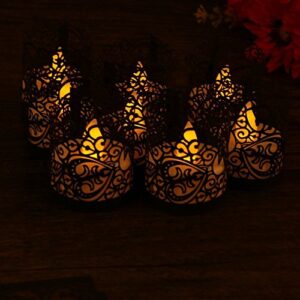 Asenart Flameless Tea Light Votive Wrap Candle Holder Set (50 Pack) for LED Battery Tealight Candles (Not Included) (Black)