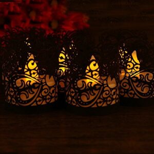 Asenart Flameless Tea Light Votive Wrap Candle Holder Set (50 Pack) for LED Battery Tealight Candles (Not Included) (Black)