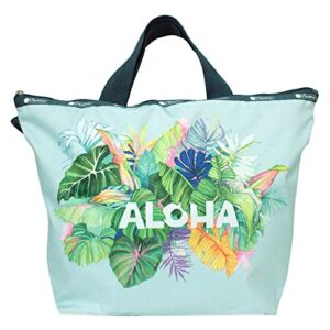 lesportsac lauren roth nanea aloha uluwehi hawaii exclusive easy carry tote crossbody + top handle handbag, style 2431/color k611, aloha placement print – vibrant tropical flowers & signature pineapple, lauren roth signature printed on pattern