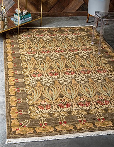 Unique Loom Edinburgh Collection Classic Oriental Traditional French Country Inspired Border Design Area Rug, 5 x 8 ft, Brown/Beige