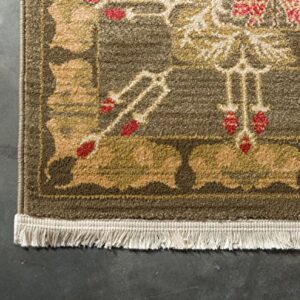 Unique Loom Edinburgh Collection Classic Oriental Traditional French Country Inspired Border Design Area Rug, 5 x 8 ft, Brown/Beige