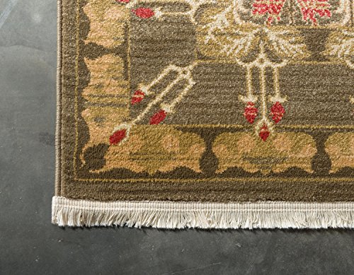 Unique Loom Edinburgh Collection Classic Oriental Traditional French Country Inspired Border Design Area Rug, 5 x 8 ft, Brown/Beige