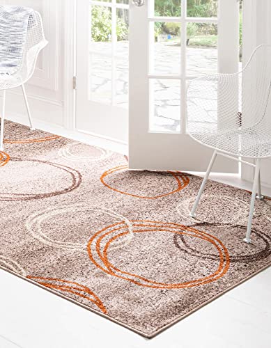 Unique Loom Del Mar Collection Area Rug-Transitional Inspired with Modern Contemporary Design, 6 ft x 6 ft, Light Brown/Beige