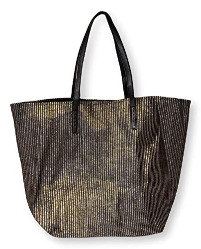 SONA G DESIGNS Black with Metallic Gold Lightweight Tote Bag - Custom Embroidery Personalization Available (Black)