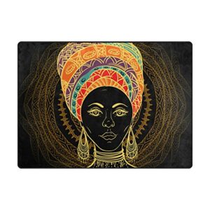 Large Area Rugs African Woman in Turban Printed,Lightweight Water-Repellent Floor Carpet for Living Room Bedroom Home Deck Patio,6'8" x 4'10"