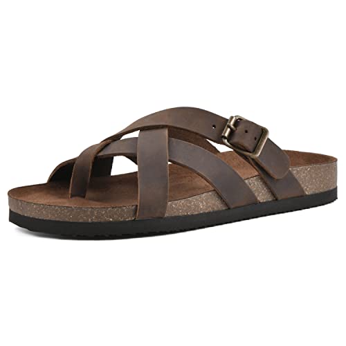 WHITE MOUNTAIN Women's Hobo Footbed Sandal, Brown/Leather, 8 M