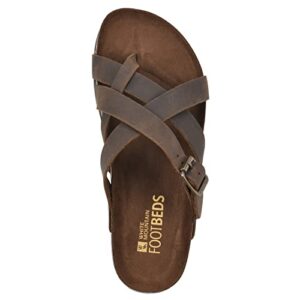 WHITE MOUNTAIN Women's Hobo Footbed Sandal, Brown/Leather, 8 M