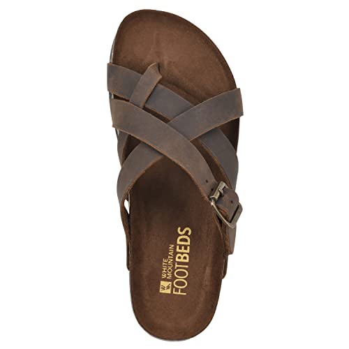 WHITE MOUNTAIN Women's Hobo Footbed Sandal, Brown/Leather, 8 M