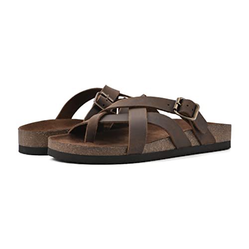 WHITE MOUNTAIN Women's Hobo Footbed Sandal, Brown/Leather, 8 M