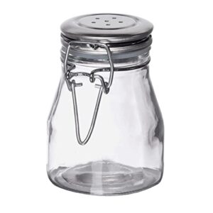 3.5 oz. resealable salt & pepper shaker with stainless steel clip top