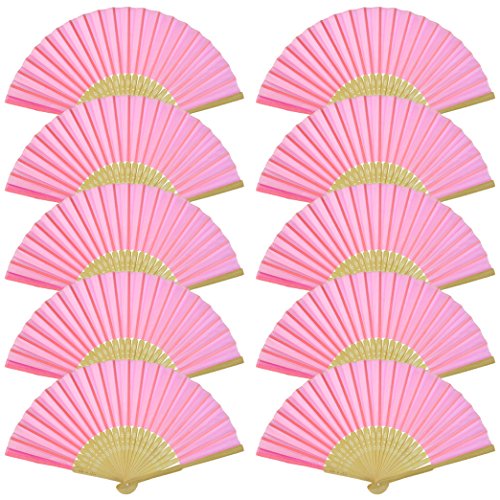 12 Pack DIY Hand Folding Fans Silk Bamboo Handheld Folding Fans Wedding Party Church Home Office Decoration