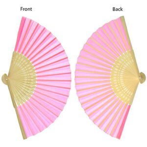 12 Pack DIY Hand Folding Fans Silk Bamboo Handheld Folding Fans Wedding Party Church Home Office Decoration