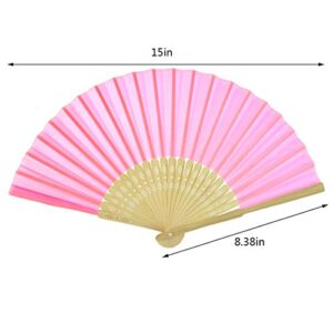 12 Pack DIY Hand Folding Fans Silk Bamboo Handheld Folding Fans Wedding Party Church Home Office Decoration