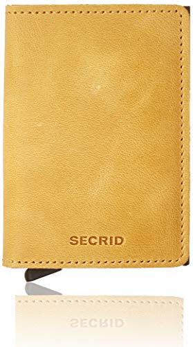 Secrid - Slim Wallet Genuine Vintage Leather RFID Safe Card Case for max 12 Cards (Chocolate) (Ochre)