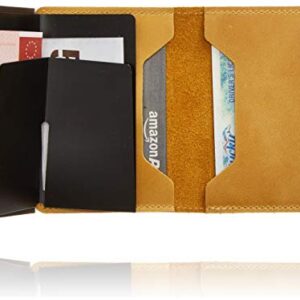 Secrid - Slim Wallet Genuine Vintage Leather RFID Safe Card Case for max 12 Cards (Chocolate) (Ochre)