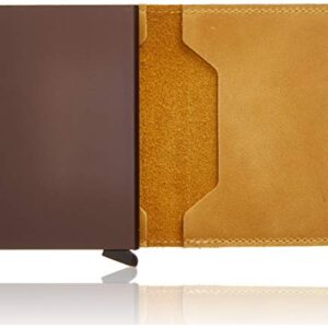 Secrid - Slim Wallet Genuine Vintage Leather RFID Safe Card Case for max 12 Cards (Chocolate) (Ochre)