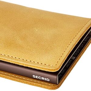 Secrid - Slim Wallet Genuine Vintage Leather RFID Safe Card Case for max 12 Cards (Chocolate) (Ochre)