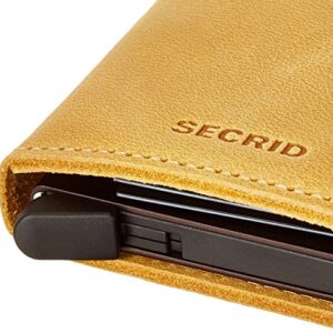 Secrid - Slim Wallet Genuine Vintage Leather RFID Safe Card Case for max 12 Cards (Chocolate) (Ochre)