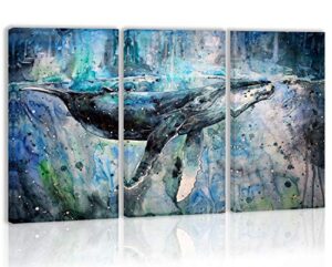 blue whale wall art decor modern artwork canvas painting prints pictures home decor for living room dining room bedroom