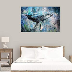 Blue Whale Wall Art Decor Modern Artwork Canvas Painting Prints Pictures Home Decor for Living Room Dining Room Bedroom