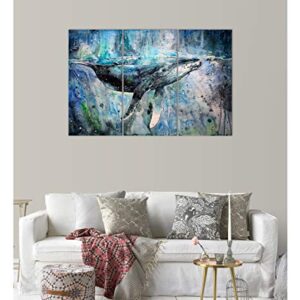 Blue Whale Wall Art Decor Modern Artwork Canvas Painting Prints Pictures Home Decor for Living Room Dining Room Bedroom