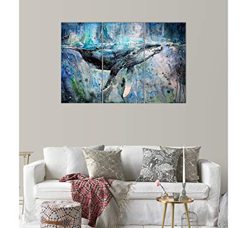 Blue Whale Wall Art Decor Modern Artwork Canvas Painting Prints Pictures Home Decor for Living Room Dining Room Bedroom