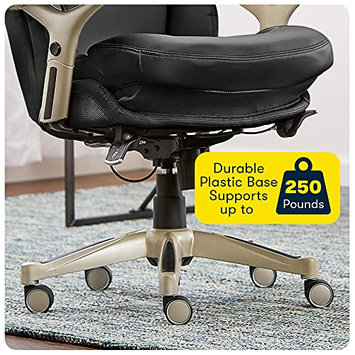 Serta Ergonomic Executive Office Motion Technology, Adjustable Mid Back Desk Chair with Lumbar Support, Black Bonded Leather