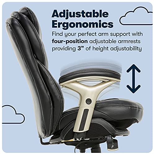 Serta Ergonomic Executive Office Motion Technology, Adjustable Mid Back Desk Chair with Lumbar Support, Black Bonded Leather