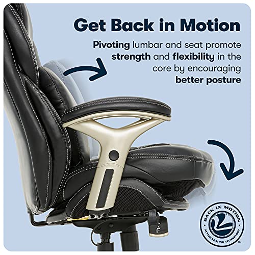 Serta Ergonomic Executive Office Motion Technology, Adjustable Mid Back Desk Chair with Lumbar Support, Black Bonded Leather