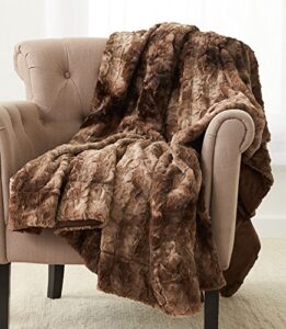 amazon brand – pinzon faux fur throw blanket 63″ x 87″, alpine brown