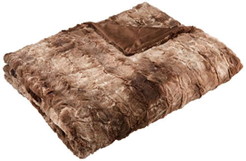 Amazon Brand – Pinzon Faux Fur Throw Blanket 63" x 87", Alpine Brown