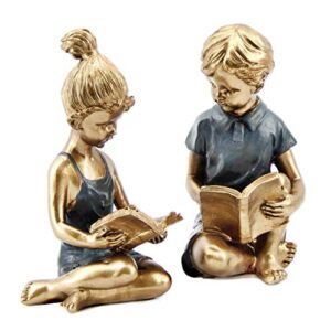 bellaa 22951 boy girl bookends studious reading scholar bookrack book end 8 inch