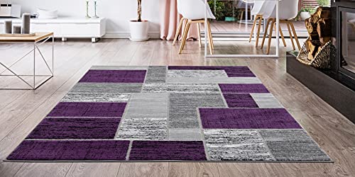 L'Baiet Verena Purple Geometric 8x10 Rugs, Bedroom Rug, Rugs for Living Room, Room Decor