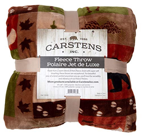 Carstens, Inc Patchwork Lodge Soft Sherpa Plush Throw Blanket, 54" x 68", Multicolor