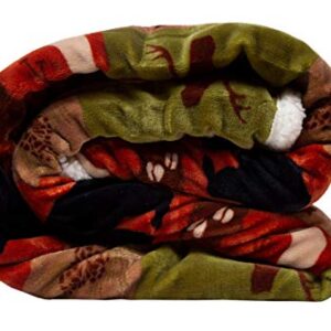 Carstens, Inc Patchwork Lodge Soft Sherpa Plush Throw Blanket, 54" x 68", Multicolor