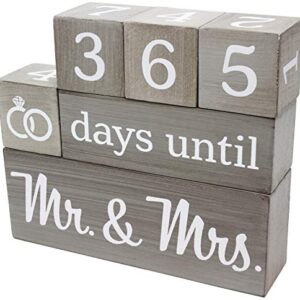 Wedding Countdown Calendar Wooden Blocks - Engagement Gifts - Bride to Be - Bridal Shower Gift - Engaged - Engagement Gifts for Couples - Rustic Gray with White Numbers