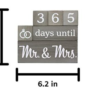 Wedding Countdown Calendar Wooden Blocks - Engagement Gifts - Bride to Be - Bridal Shower Gift - Engaged - Engagement Gifts for Couples - Rustic Gray with White Numbers