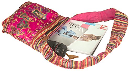 Pink Shoulder Bag Handmade Embroidered Elephant Boho Bohemian Hippie Tote Gypsy Beach Bag