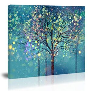 teal tree wall art decor tree of life modern abstract canvas painting prints pictures artwork home decor for kitchen living room dining room