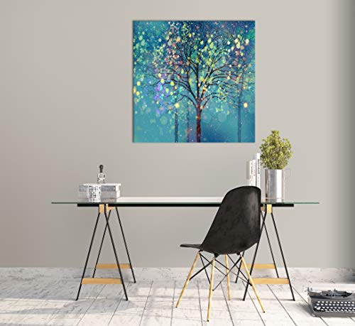 Teal Tree Wall Art Decor Tree of Life Modern Abstract Canvas Painting Prints Pictures Artwork Home Decor for Kitchen Living Room Dining Room