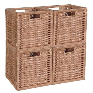 niche cubo set of 4 full-size foldable wicker storage basket- natural