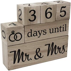 Wedding Countdown Calendar Wooden Blocks - Engagement Gifts - Bride to Be - Bridal Shower Gifts - Bride Gifts - Engagement Gifts for Couples - Engaged - Rustic Finish with Black Numbers