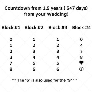 Wedding Countdown Calendar Wooden Blocks - Engagement Gifts - Bride to Be - Bridal Shower Gifts - Bride Gifts - Engagement Gifts for Couples - Engaged - Rustic Finish with Black Numbers