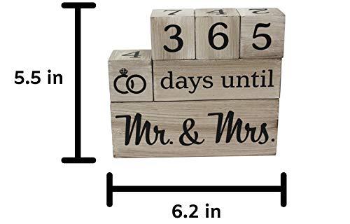 Wedding Countdown Calendar Wooden Blocks - Engagement Gifts - Bride to Be - Bridal Shower Gifts - Bride Gifts - Engagement Gifts for Couples - Engaged - Rustic Finish with Black Numbers
