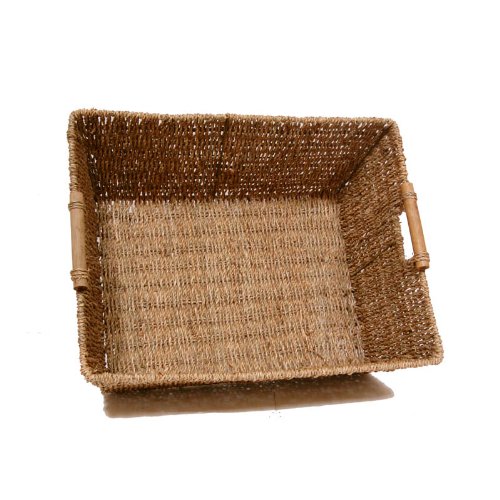 The Lucky Clover Trading Seagrass Storage Bamboo Accent Handles Basket, Natural