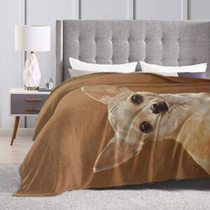 Yulimin Retro Chihuahua Dog Brown Baby Charm Full Fleece Throw Cloak Wearable Blanket Nursery Bedroom Bedding Decor Decorations Queen King Size Flannel Fluffy Plush Soft Cozy Comforter Quilt